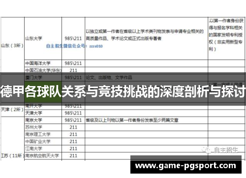 德甲各球队关系与竞技挑战的深度剖析与探讨